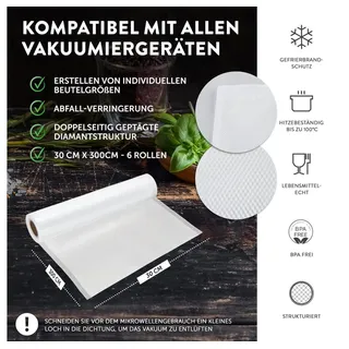 GustoVac Vakuumbeutel Rolle Vakuumrolle 30x300 cm Sous Vide beutel,