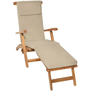 Beautissu Deckchair Auflage 175 x 45 x 5 cm beige 1 St.