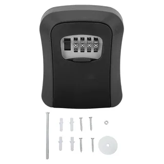 Schlüsselkasten zur Wandmontage, Zahlenschlosskasten für Außenhausschlüssel, 5 Kapazitäten, sichere Sicherheitsaufbewahrung, Schwarz (mit Staubschutz)