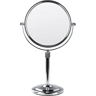 Beliani Schminkspiegel Silber ø 20 doppelseitiger Spiegel mit Vergrößerung für den Frisiertisch