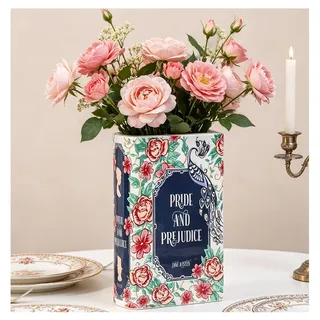 AIRCADIA Deko Bücher Vase Buch Clean Girl Room Decor, Keramik Vasen für Home Decor Office, Niedliche Bücherregal Dekor, Aesthetic Room Decor Vase für Buch Liebhaber (Stolz und Vorurteil)