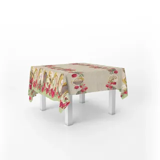 Italian Bed Linen Tischdecke Digitaldruck Fleckschutz 150 x 180 cm Granatapfel