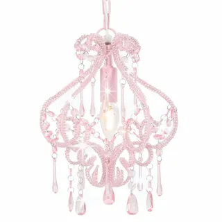 vidaXL Deckenleuchte mit Perlen Rosa Rund E14 - Rosa