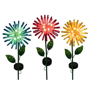 3er Set Solar Gartenstecker LED Blume Solarleuchte Gartenstecker - Bunt
