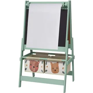 Aiyaplay Kindertafel, 3 in 1 Kinder Staffelei, Doppelseitige Standtafel mit Papierrolle , Grün , Holzwerkstoff , teilmassiv , 46.5x93x54 cm , unisex , Dekoration, Malbedarf & Bastelbedarf