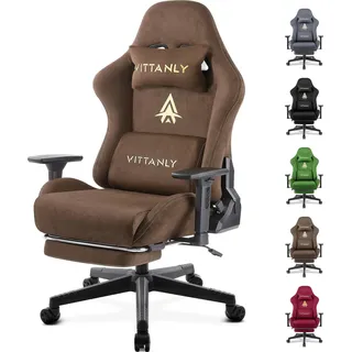 Gamingstuhl, Ergonomisches Design, Verstellbare Armlehnen, Braun - Rot, Braun