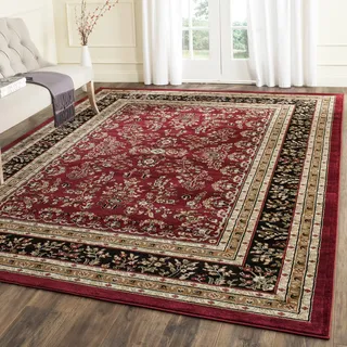 SAFAVIEH Traditionell Teppich für Wohnzimmer, Esszimmer, Schlafzimmer - Lyndhurst Collection, Kurzer Flor, Rot und Schwarz, 240 x 300 cm