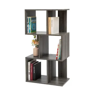 Iris Ohyama, Wandregal mit Ebenen, S-förmiges Möbel, 3 Regale, Modular, Wandbefestigungsset, Trennwand, Büro, Schlafzimmer, Wohnzimmer - Display Shelf SRK-W3- Eiche grau