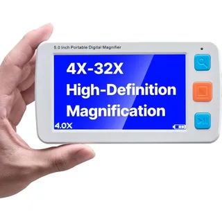 Vevor Tragbare digitale Lupe, 5 Zoll HD Leselupe, Lesehilfe für Sehschwäche, 4- bis 32-facher Zoom, mit 17 Farbmodi, AV-Ausgang, klappbarem Griff, LCD-Bildschirm mit 5 Helligkeitsstufen