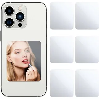 Xinjoduz 6 Stück Mini Spiegel zum Aufkleben, Kleine Spiegel zum Kleben Make-up-Spiegel Handyhülle Schminkspiegel Aufkleber Acryl Spiegelaufkleber Handyspiegel für Handy Rückseite Dekoration