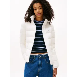 Tommy Hilfiger Steppjacke TOMMY JEANS "TJW SLIM ZIP PRINT DOWN JACKET", Damen, Gr. L (40), beige (ecru), Web, Obermaterial: 100% Nylon, slim fit, elastischer Bund, Jacken Steppjacke