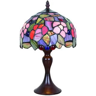 Tokira Tiffany Tischlampe Altmodische, E14 DIY Glasmalerei Deko Landhausstil Blumen Nachtlicht, Jugenstil Tischlampe for Schlafzimmer/Wohnzimmer/Kinderzimmer [Ohne Glühbirnen]
