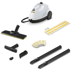 Kärcher Dampfreiniger SC 2 EasyFix, Dampfdruck: 3,2 bar, Aufheizzeit: 6,5 min., Leistung: 1.500 W, Flächenleistung: 75 m2, Tank: 1 l, mit Bodenreinigungsset EasyFix, Düsen und Mikrofaserbezug, Weiss