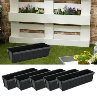Pflanzkasten gewellt 6er Set | Kunststoff 37x9,5x13,5cm | Pflanzeinsatz passend für Europalette (1 x 6er Pflanzkasten gewellt)
