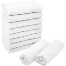 ZOLLNER 10er Set Seiftücher in 30x30 cm - saugstarke und weiche Waschlappen in weiß - mit praktischem Aufhänger - waschbar bis 95°C - Baumwolle - Hotelqualität
