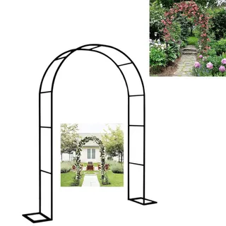 Rosenbogen aus rostfreiem Metall, für Kletterpflanzen, Outdoor, Garten, Rankgitter, wetterbeständig, schwarz, Größen: 120 x 220 cm, 140 x 230 cm, 180 x 220 cm, 300 x 220 cm