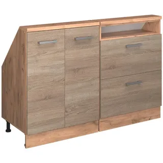 Vicco Küchenschrank FÜR Dachschrägen R-Line Sonoma 120 cm 2er Set , Sonoma Eiche, Honigeiche , Holzwerkstoff , Rechteckig , 120x83.8x46 cm , Küchen, Küchenmöbel, Küchenschränke, Küchenunterschränke