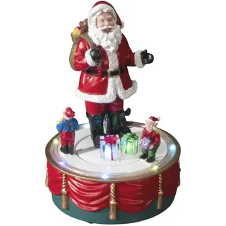 Konstsmide LED Szenerie "Weihnachtsmann und Kinder", mit 6h Timer, 10 bunte Dioden, batteriebetrieben, Innen, 0,64W, schwarzes Kabel, 3 x AA 1.5V (exkl.) - 4174-000