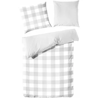 Traumhaft gut schlafen – Perkal-Bettwäsche, 2-teilig, mit Karo-Muster, versch. Farben und Größen - Stone/80 x 80 cm, 155 x 220 cm