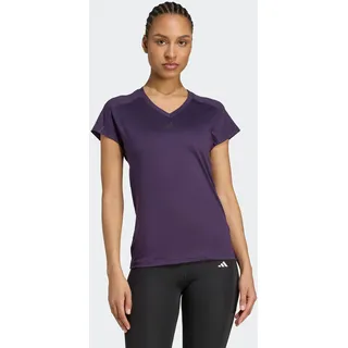 T-Shirt ADIDAS PERFORMANCE "AEROREADY TRAIN ESSENTIALS MINIMAL BRANDING V-NECK", Damen, Gr. XS, schwarz (aurora plum, schwarz), Obermaterial: 93% Polyester, 7% Elasthan, V-Ausschnitt, Shirts T-Shirt, Trainingsshirt, feuchtigkeitsabsorbierend mit V Ausschnitt