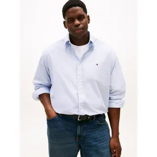 Langarmhemd "BT - FLEX POP FAKESOLID", Herren, Gr. 5XL, N-Gr, bold blau, Web, Obermaterial: 100% Baumwolle, TOMMY HILFIGER BIG & TALL, regular fit normal, Manschette, Hemden Langarmhemd, regular fit, Button-down-Kragen, Große Größen