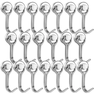 BAVITE Schwenkbarer Magnethaken für den Kühlschrank, 11,3 kg (20 Stück), starker Neodym-Magnethaken, perfekt für Kühlschrank und andere magnetische Oberflächen.
