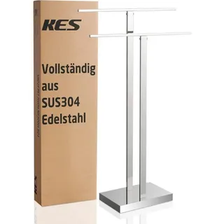 Kes Handtuchhalter freistehend doppel Handtuchstange Poliert Edelstahl