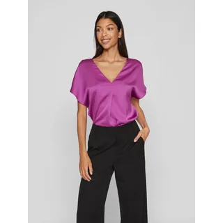 Vila V-Shirt »VIELLETTE V-NECK S/S SATIN TOP - NOOS« Vila Cattleya Orchid 40 (L)