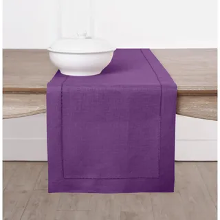 Solino Home Lila Leinen Tischläufer,35.6x274.4 cm, 100% reines Leinen Tischläufer für Herbst, Erntedankfest, Weihnachten, Urlaub, Winter,Klassischer Hohlsaum, handgefertigt aus europäischem Flachs