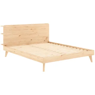 Karup Design »RETREAT BED« aus Kiefer massiv mit Lattenrost, Kopfteil mit 3 Ablagen,