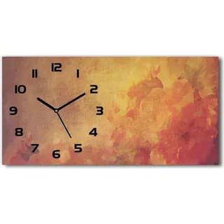 Wanduhr aus Glas – 60x30 cm - Glasbild - Glasuhr - Gehärtetes Glas - schwarze-zeiger - Blumen