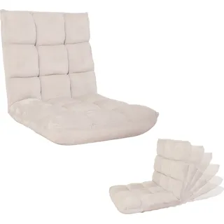 Bodensessel HWC-N43, Relaxsessel Bodenkissen Klappsessel 6 Relaxpositionen, stabiles Gestell Samt creme-grau - Grau