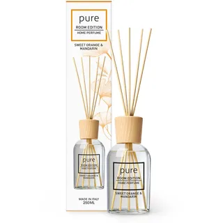 PURE ROOM EDITION 250ml Orange & Mandarine Raumduft | natürliche Inhaltsstoffe, vegan & tierversuchsfrei, Bio-Alkohol, Diffuser mit Stäbchen hergestellt in Italien