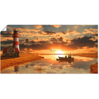 Artland Wandbild »Maritime Idylle beim Leuchtturm« Gebäude 1 Stk. tlg. als Leinwandbild, Poster in verschied. Größen, orange