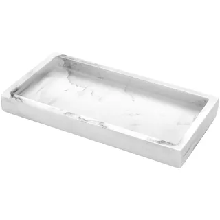 Luxspire Badezimmerablage für die Arbeitsplatte, Mini, Kiesweiß | 20x10 cm, rutschfestes, wasserfestes Harz, passt auf den Waschtisch im Bad oder in der Küche, zur Aufbewahrung von Schmuck