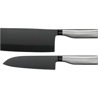 WMF Ultimate Black Messerset 2teilig, Made in Germany, Küchenmesser, Diamond Cut, sicherer Fingerschutz, ergonomischer Griff