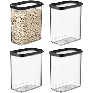 Vorratsdose MEPAL "Vorratsdosen Modula 1500 ml 4er Set", schwarz, Lebensmittelaufbewahrungsbehälter, Vorratsdose