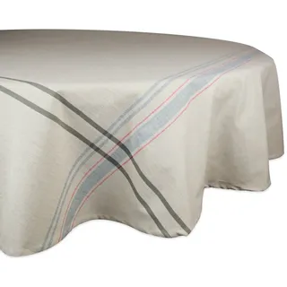 DII Französische Streifen Esstisch-Kollektion – Tischdecke im Landhausstil, rund, 178 cm, Taupe/Grau