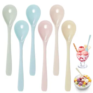 6er Set Melamin Löffel Lang,16 x 3,4 cm/6.3 x 1.34 in Eierlöffel Kunststoff Bunt,Imitation Porzellan Plastik Löffel,BPA-Free,Fall- und stoßfest,Spülmaschinenfest,für Marmelade,Joghurt,Kaffee Getränke