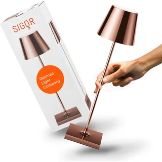 SIGOR Nuindie 2.0 LED Akku-Tischlampe, kupferfarben | Dimmbar • Indoor & Outdoor • IP54 • 38 cm • USB-C • 12 h Leuchtdauer