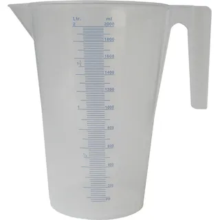 Buri SAMOA Messbecher 2000 ml (Becher aus Kunststoff, für Öl / Säure / Heizöl / Benzin..., Skaleneinteilung 20 ml, offener Handgriff, stapelbar) 678200