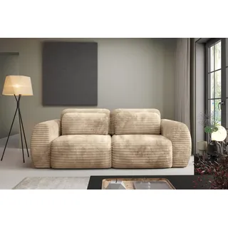Fun Möbel Sofa 2-Sitzer mit Schlaffunktion SIMONE in Stoff Ambience Sand