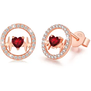 LAVUMO Herzschlag Ohrringe Damen Echt Silber 925 Schmuck Damen Hypoallergen Ohrstecker zum Valentinstag Weihnachten Muttertag Hochzeitstag Geburtstag Geschenke für Frauen Sie Mutter Freundin Ehefrau