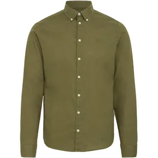 Langarmhemd CASUAL FRIDAY "Langarmhemd CFAnton", Herren, Gr. XL, N-Gr, grün (winter moss), Obermaterial: 55% Leinen LI. 45% Baumwolle CO., Hemden Langarmhemd