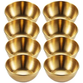 UPKOCH 8 Stücke Sushi Edelstahl Schälchen Runde Saucenschälchen Mini Dipschalen Kleine Servierschalen Gewürzschalen Dip Schalen Set Saucen Schüssel für Ketchup Snacks Fingerfood Golden