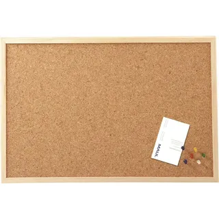 MAUL Pinnwand 40x60cm (HxB) | Pinnfähige Korkplatte | Pinnwand Kork für Quer- oder Hochformat | Board mit stabilem Holzrahmen | Inklusive Befestigungsmaterial und Pinnnadeln | Braun