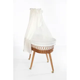 Mionido Stubenwagen-Komplettset , Creme, Weiß, Buchefarben , Holz, Textil , 5-teilig , Buche , Höhe ca. 5 cm , Füllung: Hohlfaser , 60x167x100 cm , Bezug abnehmbar/waschbar, atmungsaktiv , Babymöbel & Kindermöbel, Babyzimmer, Babybetten, Stubenwagen & Babywiegen