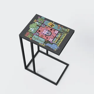 Phoenix Group AG Beistelltisch, Säulentisch, Nachttisch, mit Minecraft Print und Metallrahmen