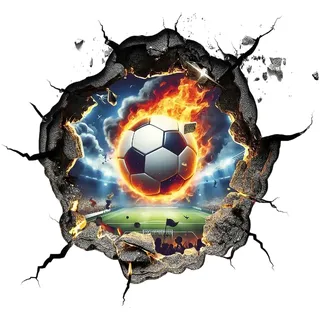 3D Fussball Arena Wandtattoo, Fußball Wandsticker, Durchbruch Wandaufkleber, Bunte FussballWandbild Jugendzimmer, Fußball Wandstikcer für Schlafzimmer Wohnzimmer Wanddeko