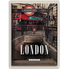 Blechschild 30x40 cm - London England Underground Train